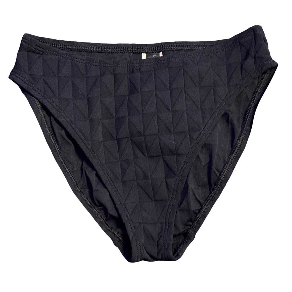La Blanca Women's Black Textured Geometric Bikini Bottom, Size 6
